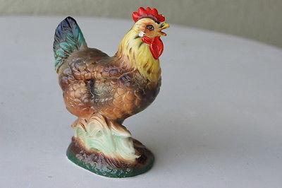 Vintage-Ceramic-Hen-Rooster-Chicken-Figurine-hand-painted
